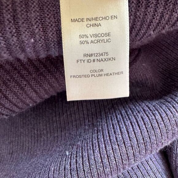 Adrienne Vitadini Purple Pullover Cowl Neck Sweater Size Medium Rib Knit Tunic - Picture 7 of 9